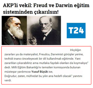 AK Parti Milletvekili: “Freud ve Darwin, Eğitim Sisteminden Çıkarılsın”